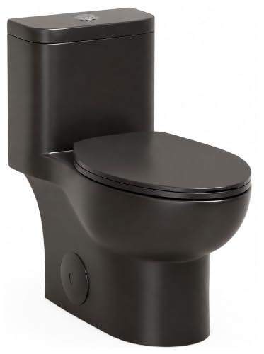 HRVEOCEI Black One Piece Toilets