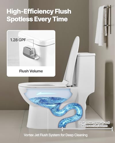 VEVOR One-Piece Toilet Elongated Toilet view 4