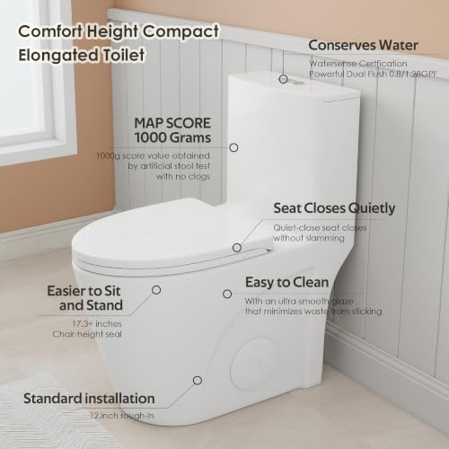 One Piece Toilet Elongated with view 2