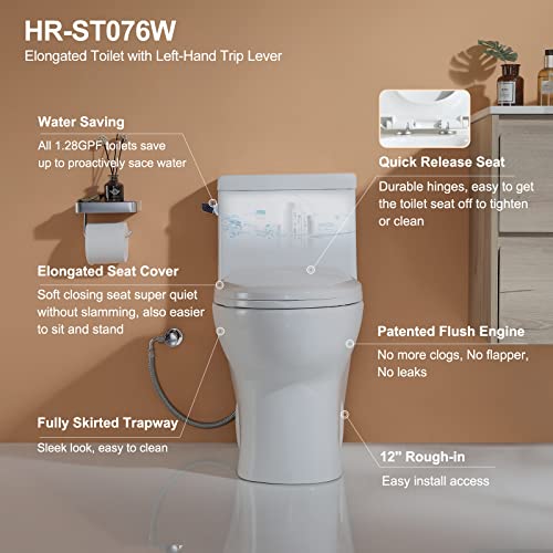 HOROW HR-ST076W Elongated Toilet with view 3
